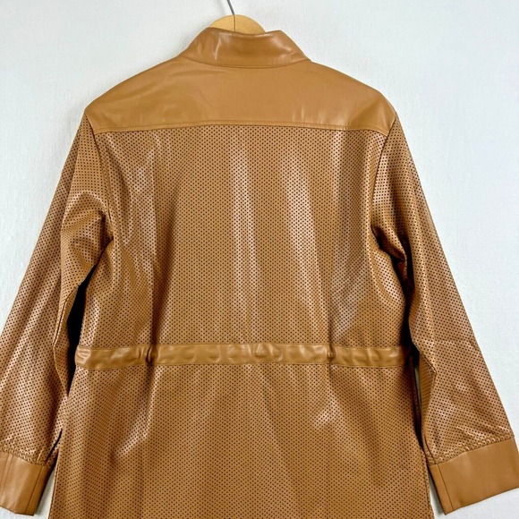 WYNNELayers Collection Vegan Leather Jacket Womens M Perforated Camel Brown - Picture 11 of 12